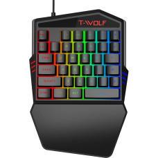 Vienos rankos apšviesta žaidimų klaviatūra 35 klavišų RGB LED mechaninė planšetinio kompiuterio 