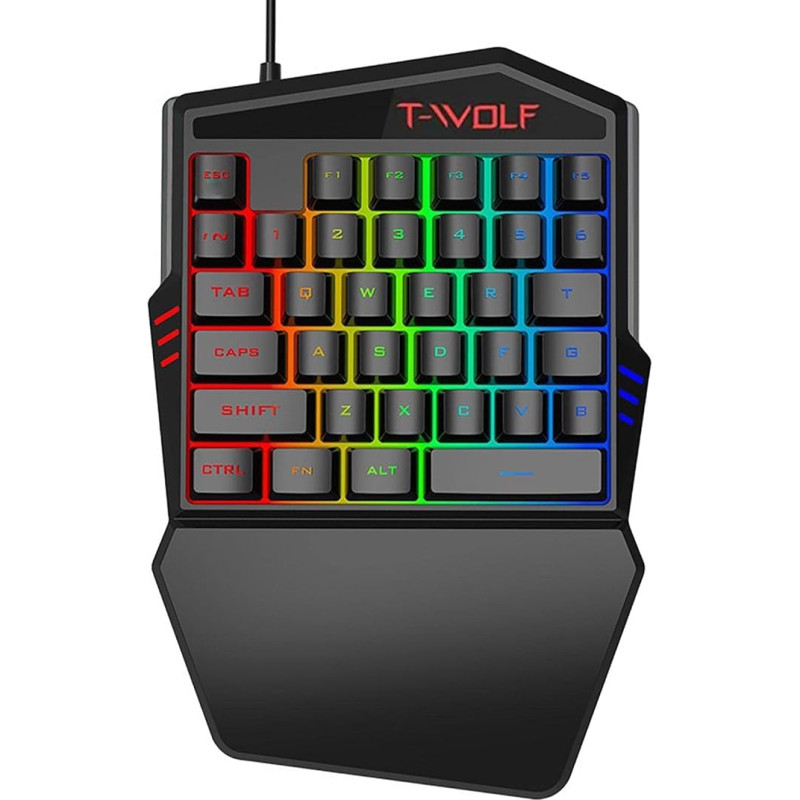 Vienos rankos apšviesta žaidimų klaviatūra 35 klavišų RGB LED mechaninė planšetinio kompiuterio 