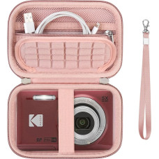 Dėklas, suderinamas su Kodak PIXPRO FZ55 / FZ53 / FZ45 / FZ43 16MP skaitmeniniu fotoaparatu, Vlogging fotoaparato laikiklio krepšys su tinklelio kišene USB kabeliui, akumuliatoriui, SD kortelei, rožinis auksas