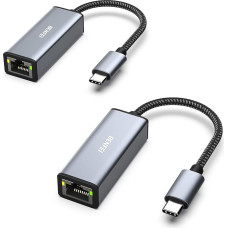 BENFEI USB C ir Ethernet adapteris [nailono pynimas ir aliuminio lydinys], 2 USB tipo C [Thunderbolt 3/4] ir RJ45 LAN tinklo adapterių pakuotė, suderinama su iPhone 15 Pro/Max MacBook Pro/Air 2023 iPad iMac ir kt.