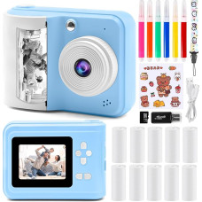 Skaitmeninis fotoaparatas Momentinis fotoaparatas su spausdinimo popieriumi ir 32G TF kortele Vaizdo fotoaparatas su spalvotais rašikliais amatams Kostiumų priedai