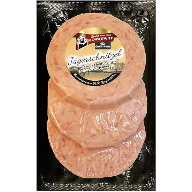 Jägerschnitzel šviežias mėsos kepsnys | DDR dešrelių specialybė kepimui ir dešrelės kepimui ant grotelių | Medžioklės dešrelės kaip šnicelis keptuvei, griliui ir mikrobangų krosnelei | 300 g