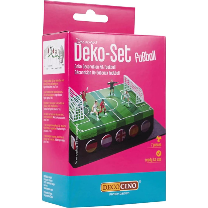 DECOCINO 7 futbolo kamuoliukų rinkinys tortui ir pyrago viršūnėms - futbolo papuošimas pyragaičiams - puiki torto puošmena vaikų gimtadieniams!