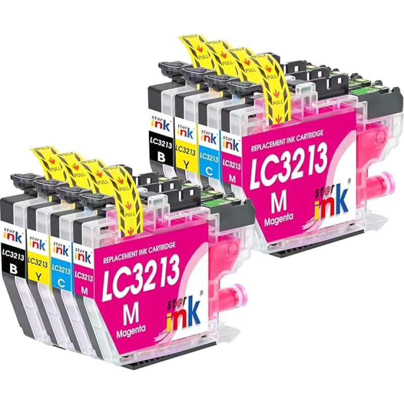 LC3213 LC3211 Suderinamos Brother LC3213 spausdintuvo kasetės (8 vnt.), skirtos DCP-J572DW DCP-J772DW DCP-J774DW MFC-J497DW MFC-J491DW MFC-J890DW MFC-J895DW, juodai žydros, purpurinės, geltonos spalvos