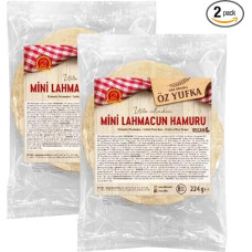 Öz Yufka Filo Dough for Lahmacun Mini Dough, Tortilla Phyllo Wrap, Pack of 8, 224 g, Pack of 2