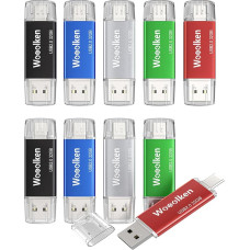 USB C atmintinė 32 GB, 10 vnt., USB 2.0 dviguba atmintinė 