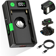 CITYORK atnaujinta NP-F baterijos adapterio plokštė, skirta NP-F550 NP-F570 NP-F750 NP-F770 NP-F770 NP-F960 NP-F970 NP-F970 NP-F980 baterijoms su LCD ekranu ir USB-C PD kabeliu