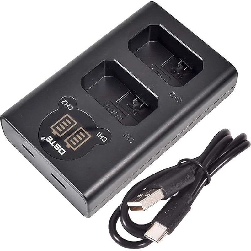 DSTE Dvigubas USB įkroviklis su LCD ekranu Suderinamas su NP-FW50 ir 