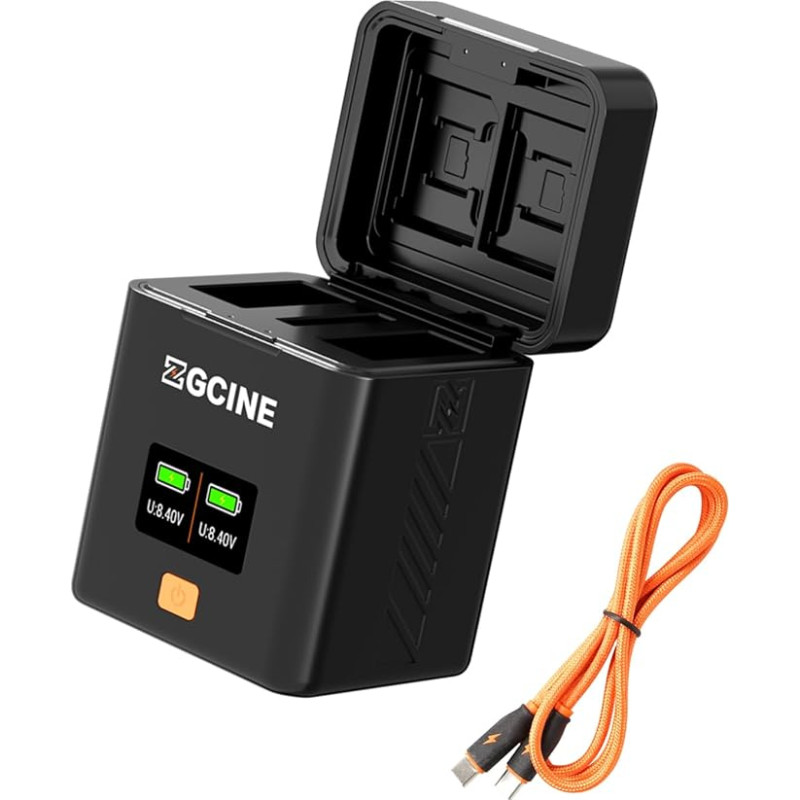ZGCINE PS-E17 fotoaparato baterijos įkrovimo dėžutė LP-E17 - greitasis įkroviklis su USB-C PD greituoju įkrovimu, OLED ekranu, SD/TF/CFexpress lizdais - tinka EOS R50, R8, R10, RP, M6II, 750D, 850D