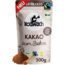 koawach Organic Baking Cocoa Powder Various Sizes - No Caffeine, Vegan, Fair Trade. Natural, No Added Sugar or Flavours. Perfect for Baking, Drinking Chocolate. Resealable Packaging (500 g)