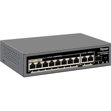 Unmanaged 11-Port Gigabit PoE Switch with 8 PoE+ Ports at 120W, 2 Uplinks and 1 IEEE802.3af/at SFP Slot, QoS, Automatic PD Detection, 6KV Protection