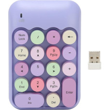 Ejoyous Wireless Number Keypad, USB Colour Retro Numeric Keypad, Numpad with 18 Keys, 2.4G Portable Number Pads, Keypad, for Tablet, Laptop, PC, XP 7 8 10 (Purple
