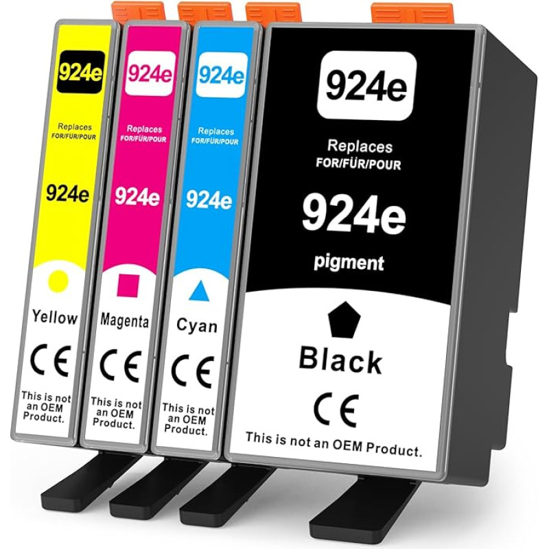 924XL kasetės su mikroschema Suderinamos su rašalu HP 924e 924 924XL, skirtu HP OfficeJet Pro 8120 8122 8123 8125 8128 8130 8132 8133 8134 8135 spausdintuvų kasetėms