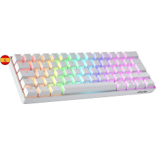 Geeky GK61 60% | Mechaninė žaidimų klaviatūra | 62 klavišai su įvairiaspalviu RGB LED apšvietimu, skirti PC/Mac žaidėjams| ISO ES ispaniškas išdėstymas (balta, mechaninė, geltonos spalvos)
