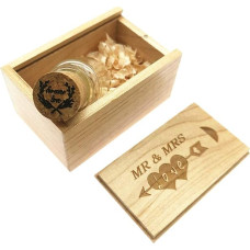 64 GB USB atmintinė Stiklo butelis su medine dėžute, USB atmintinė vestuvėms, draugams, šeimai