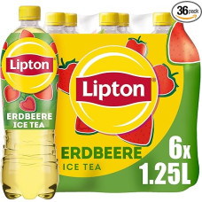 Lipton Ice Tea Strawberry, Iced Tea with Strawberry Flavour, Disposable (6 x 1.25 L) (Pack of 6)