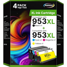 953XL suderinamos HP 953 XL kasetės, 4 pakuotės, suderinamos su HP Officejet Pro 7720 7730 7740 8210 8218 8710 8715 8718 8718 8718 8718 8719 8720 8730 (juoda, žydra, purpurinė, geltona)
