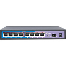 KuWFi HG0801-P Ethernet komutatorius 2.5 Gigabit, 8 POE prievadai, 1 SFP prievadas 10G, 60 Gb/s, Plug & Play, tvirtinamas ant darbastalio arba sienos, idealiai tinka IP/AP WiFi stebėjimui, biure, mokykloje, ligoninėje