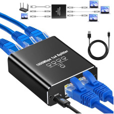Ethernet skirstytuvas nuo 1 iki 4, 1000Mbps interneto skirstytuvo adapteris, 4 prievadų tinklo jungiklis, skirtas kompiuteriams, šakotuvams, komutatoriams, maršrutizatoriams, skaitmeninei televizijai ADSL (su USB-C maitinimo kabeliu)