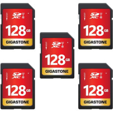 GIGASTONE 128GB SDXC Memory Card 5 Pack Up to 80MB/s UHS-I U1 Class 10 for Canon PC Digital Cameras