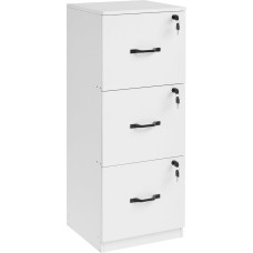 VASAGLE Filing Cabinet, Office Cabinet for Home Office, Printer Stand with 3 Lockable Drawers, Adjustable Hanging Rods, for A4 and Letter Formats, Cloud White OFC055W14