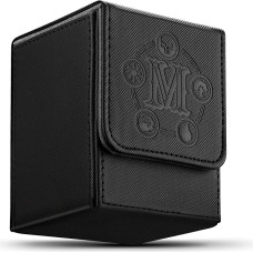 Kortų kaladės dėžutė MTG kortelėms laikyti, talpina daugiau nei 100 atskirų kortų, mikropluošto pamušalas Kortų dėžutė suderinama su prekybos kortų žaidimais TCG, Yugioh kortomis ir kt. (vertikali juoda)