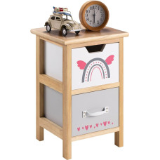 IDIMEX ESTA Komoda su 2 stalčiais, maža stovinčia lentyna vaikų kambariui, naktinis staliukas, natūralios V spalvos