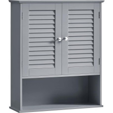 VASAGLE BBC027P36 Vonios kambario spintelė su reguliuojama lentyna, grotelinėmis durelėmis ir atviru skyriumi, 20 x 60 x 70 cm, mistinės pilkos spalvos