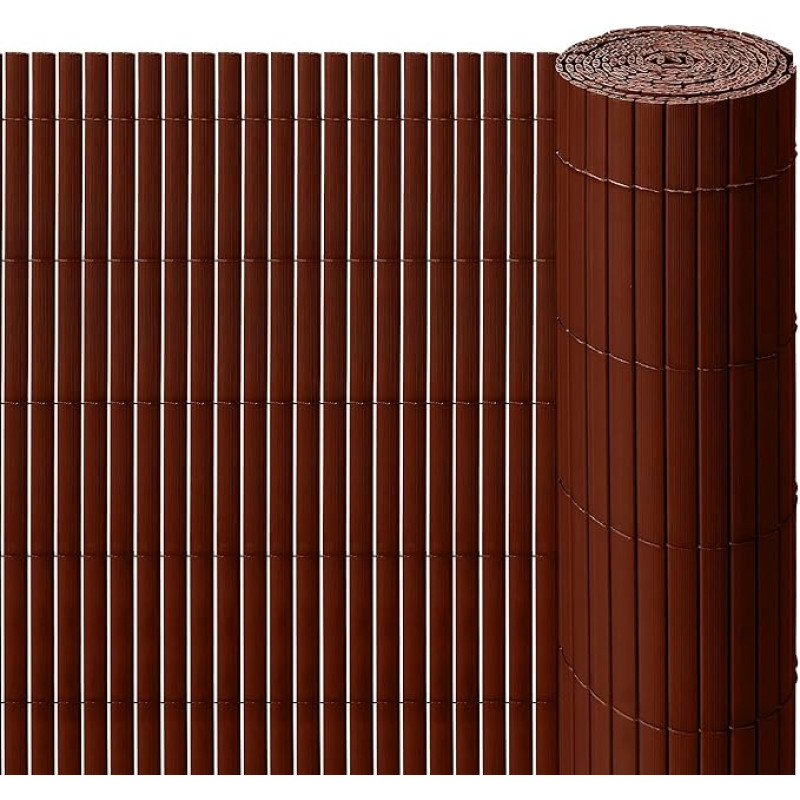 PVC privatumo ekrano kilimėlis, 80 x 300 cm, dvigubo sutvirtinimo privatumo tvorelė, gręžimas su kabelių raiščiais, vandeniui ir vėjui atsparus privatumo ekranas sodo kiemui, rudos spalvos