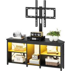 YITAHOME 115 cm Corner Cabinet with TV Installation Cover, RGB LED Lighting Corner TV Unit for up to 70 Inch TV with 5 Open Game Entertainment Centre Shelves for Living Room, Bedroom