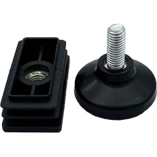 Flyshop Furniture Leg Leveling Feet M8 Thread Adjustable Height Approx 17mm Rectangle Plastic Pipe Insert Kits 25x50mm 4 Sets