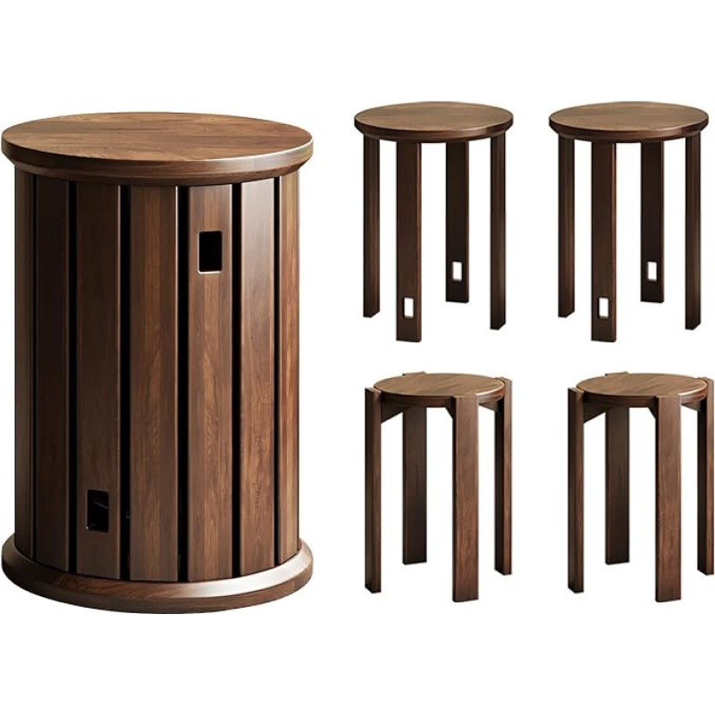 Massivholzhocker Nisttisch - 4-in-1-Design mit abgerundeten Ecken für Schlafzimmer, Wohnzimmer & Büro - Verhindert Stöße