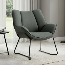 chairus Linen Lounge Chair for Living Room Balcony Modern Upholstered Chair Relaxing Chair with Metal Legs (Green)