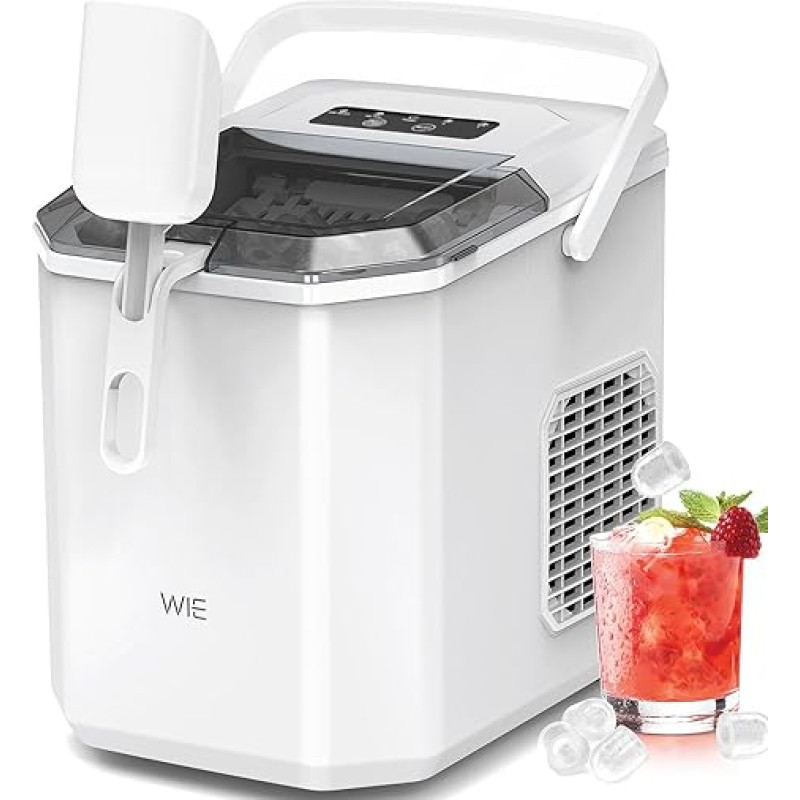 WIE ledo kubelių aparatas, 12 kg, ledo gaminimo aparatas, 9 kubeliai paruošiami per 6 minutes, mažas ledo kubelių gaminimo aparatas su nešiojama rankena, savaime išsivalantis ledo kubelių gaminimo aparatas