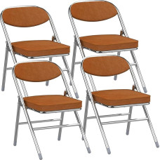 Set of 4 Dining Room Chairs, Folding Chairs with Backrest, Corduroy Seat, Seat Width 40 cm, 5 cm Thick Padding, Folding Chairs, Living Room Chair, Kitchen Chair, Maximum Load 175 kg, Metal