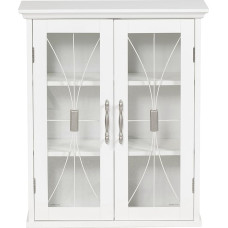 Teamson Home 7930 Wooden Bathroom Cabinet with 2 Glass Doors White