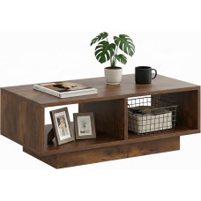 Kavos staliukas, Vintage Wood Look, juodas, vidurinis stalas, arbatos staliukas svetainei, modernus ir stilingas stačiakampis kavos staliukas su 2 atvirais skyriais, stačiakampis šoninis staliukas, sofos staliukas, skirtas