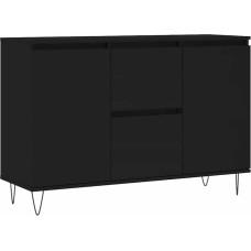 vidaXL šoninė spinta, komoda su daugybe stalčių, aukšto lygio svetainės spinta su geležinėmis kojomis, spinta, šoninė spinta, juoda medžio medžiaga