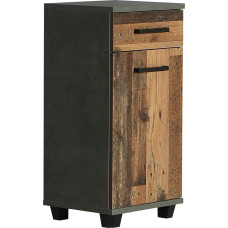 FORTE Veris Chest of Drawers with 1 Door and 1 Drawer, Composite Wood, Concrete Look Dark Grey/Old - Wood Vintage, 16.1 x 90.8 x 40.2 cm