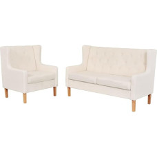 Tidyard 2-TLG. Sofos komplektas Stoff Cremeweiß, Polstersofa Loungesofa für Wohnzimmer Eingangsbereich Büro274928