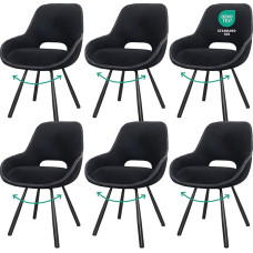 6 sukamosios valgomojo kėdės su žemais porankiais, pasukamos 180° kampu, valgomojo kėdės su automatiniu savaiminiu reguliavimu, sukamosios kėdės, valgomojo, virtuvės kėdės, pasukamos, juodos spalvos