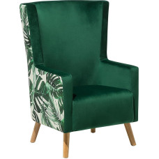 Trendy Oneida Wingback Chair Single Chair Green Velvet Fabric