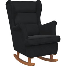 vidaXL Rocking Chair with Solid Wood Rubber Legs, Relaxing Chair, Rocking Chair, Recliner Chair, Upholstered Chair, Black Velvet