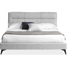 EVERGREENWEB - Dvigulė lova 140 x 195 cm, baltas bouclé audinys su elegantišku dygsniuotu galvūgaliu - modernaus dizaino lova - ortopedinis nuimamas medinių skersinių rėmas - Trieste