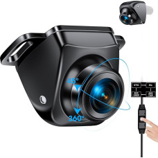 Galinio vaizdo kamera, 3 montavimo būdai: 360° kampu pasukama automobilio galinio vaizdo kamera, palaiko AHD 1080P/720P/NTSC/PAL režimus, priekinę kamerą/atsukamąją kamerą su naktinio matymo funkcija, universali 12V-24V nuolatinė srovė,