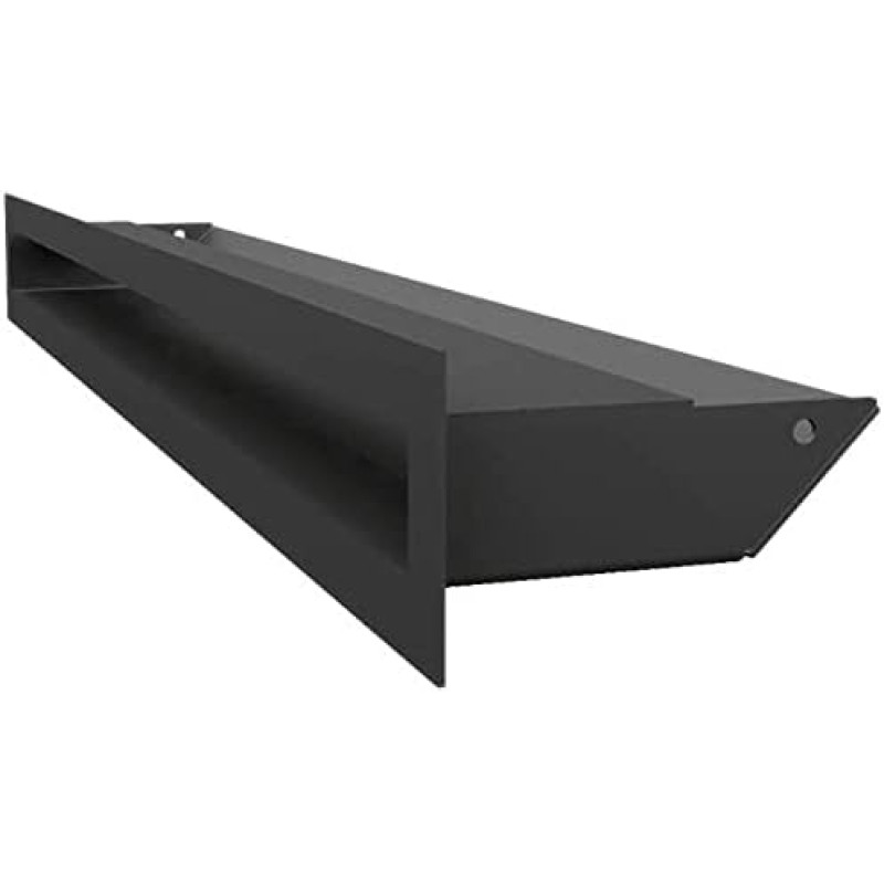 KRATKI oro vėdinimo grotelės, šilto oro grotelės, 6 x 60 cm, juodos spalvos, ištraukiamojo oro grotelės židiniui vėdinti, oro įsiurbimas 45 laipsnių kampu, atsparios perkaitimui, idealiai tinka moderniam interjerui