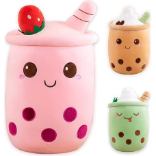 Bubble Tea Cuddly Toy Plush Toy XXL Cute Cushion, Kawaii Bubble Tea Cup Plushie Stuffed Toy Boba Tea Cup Plush Toy Decoration (Pink, 70 cm)