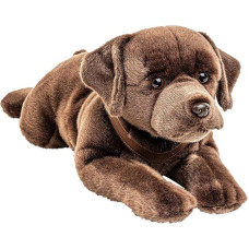 Uni-Toys - Labrador Brown, Lying (with Harness) - 60 cm (Length) - Plush Dog, Pet - Plush Toy, Cuddly Toy