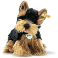 Steiff 076923 Original Plush Toy Dog Hercules Yorkshire Terrier, Cuddly Toy Approx. 24 cm, Branded Plush Button in Ear, Cuddly Friend for Babies from Birth, Brown/Black