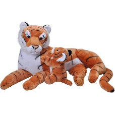 Wild Republic Mom and Baby Jumbo Tiger, Large Cuddly Toy, 76 cm, Gift Idea for Children, Cuddly Toy with Baby, Giant Stuffed Toy Made from Recycled Water Bottles